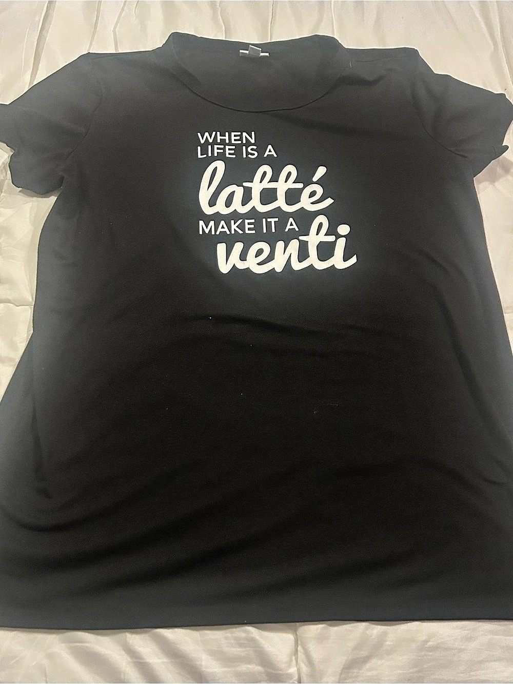 LuLaRoe Black XL Coffee Graphic Tee “When Life Is a Latte Make It a Venti”